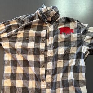 Black and White Plaid Flannel with Red Buffalo